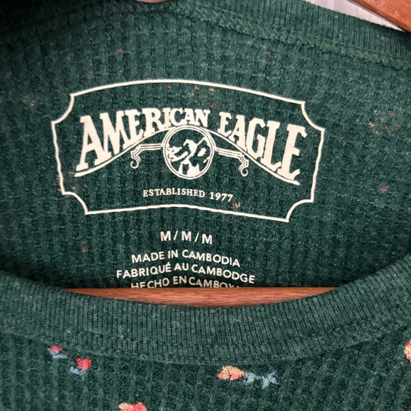 American Eagle Floral Print Waffle Long Sleeve Size Medium - Picture 4 of 9